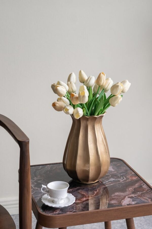 Antiqued Gold Fluted Vase