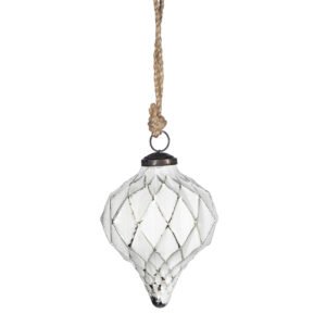 White Lattice Glass Ornament