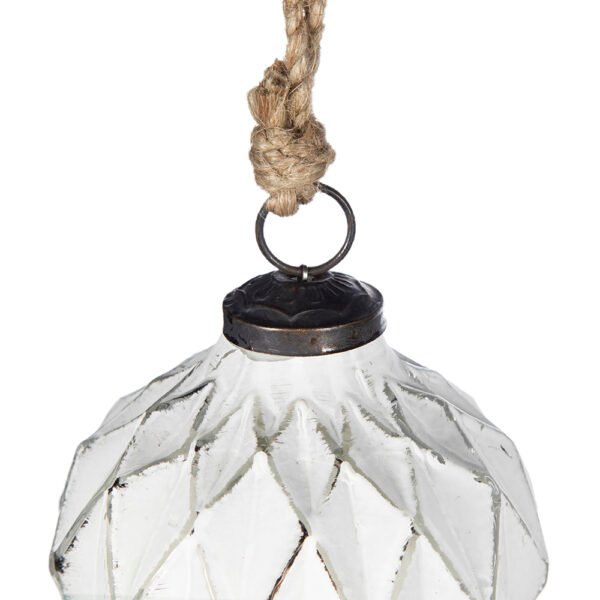 White Lattice Glass Ornament - Image 3