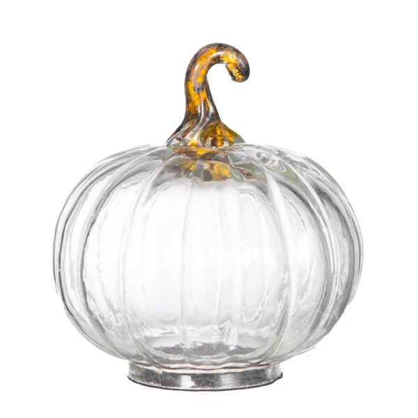 Petite Clear Glass Pumpkins with Gold Stems
