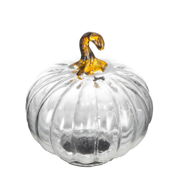Petite Clear Glass Pumpkins with Gold Stems - Image 2