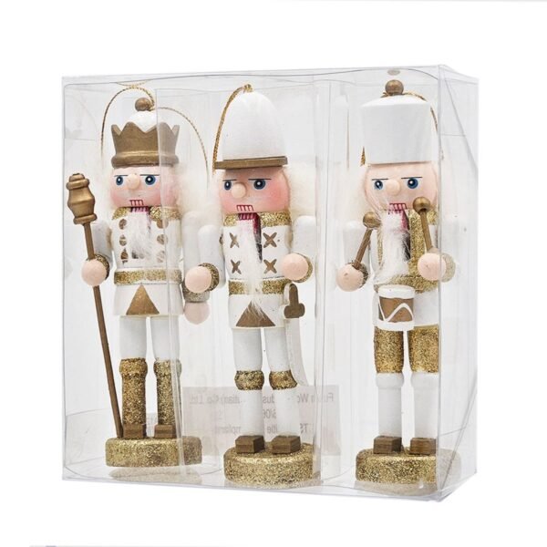 Regal White & Gold Nutcracker Trio Ornaments – Set of 3 - Image 2